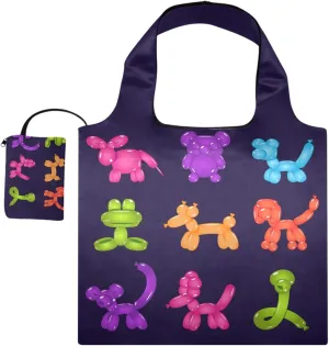 Colourful Animal Balloons Grocery Bags Reusable Foldable Shopping Bags Large Cute Groceries Bags with Pouch Bulk, Waterproof Machine Washable Eco-Friendly