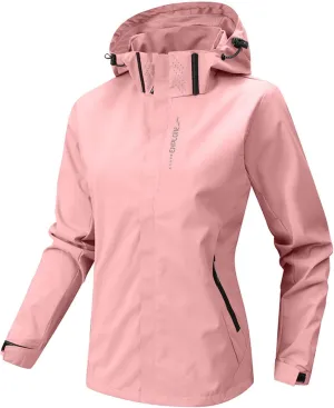 cooki Rain Coat Women with Hood Waterproof Windbreaker Lightweight Raincoats Travel Rain Jacket Breathable Trench Coat