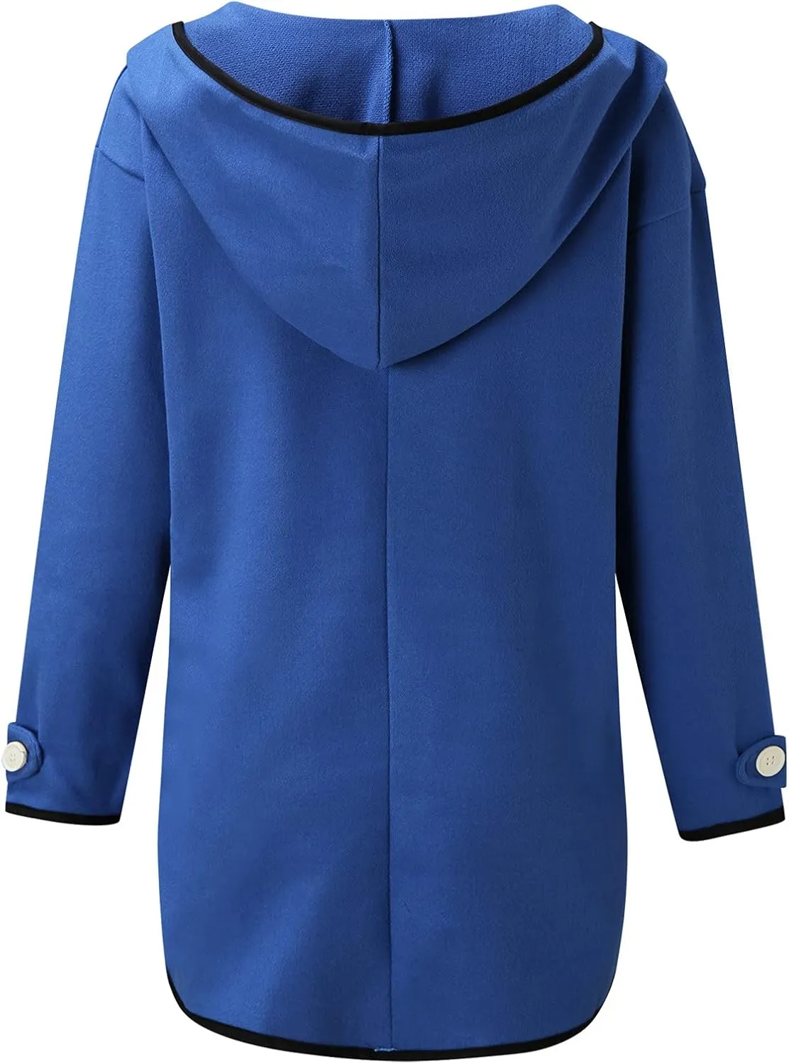 cooki Trench Coat for Women 2023 Hooded Woolen Long Sleeve Loose Pea Coat Lapel Windproof Winter Warm Fleece Jackets Overcoat