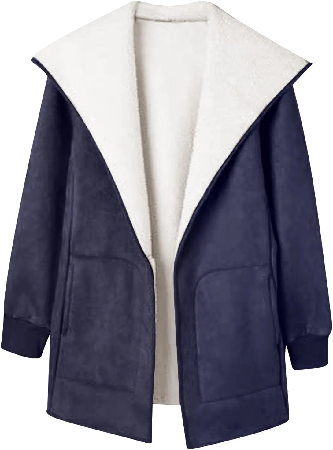 cooki Trench Coat for Women 2023 Women's Winter Warm Stand Collar Sherpa Lined Outerwear Fleece Jacket Coats Winter Warm Coat