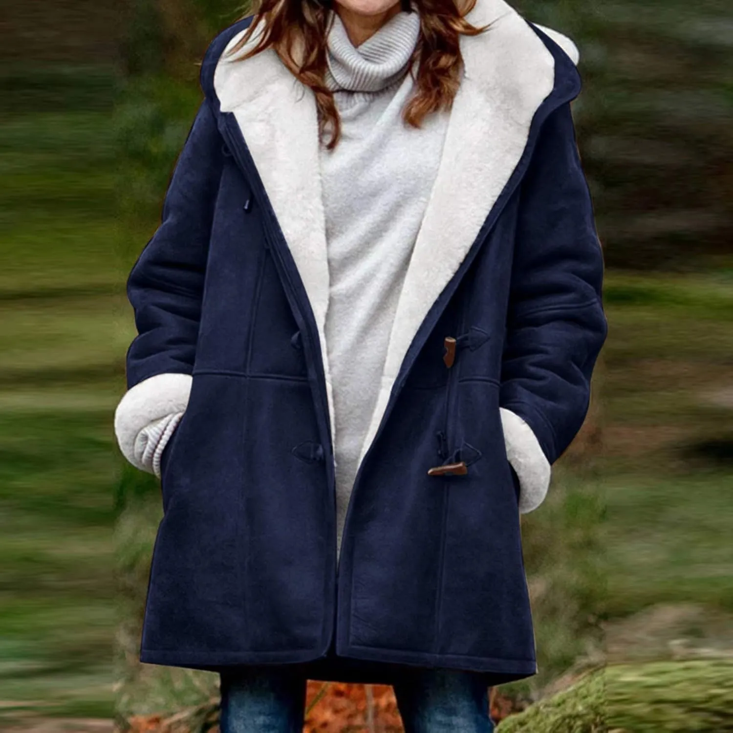 cooki Winter Coats for Women 2023 Warm Sherpa Fleece Lined Distressed Jackets Hooded Parka Faux Suede Peacoat Outerwear