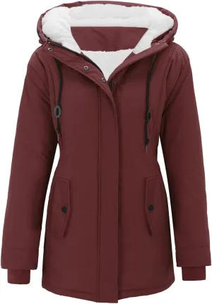 cooki Winter Coats for Women Fleece Lined Puffer Coat Women Long Down Coat Warm Parka Coat Faux Fur Hooded Coat Warm Overcoat