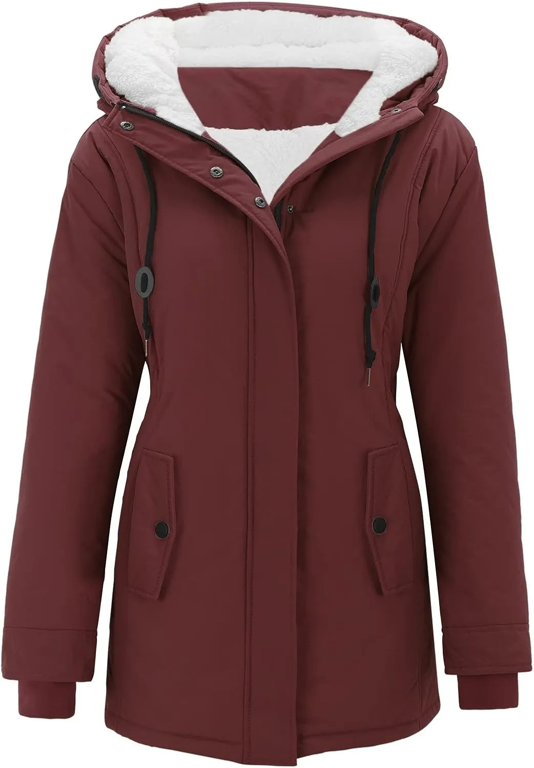 cooki Winter Coats for Women Fleece Lined Puffer Coat Women Long Down Coat Warm Parka Coat Faux Fur Hooded Coat Warm Overcoat