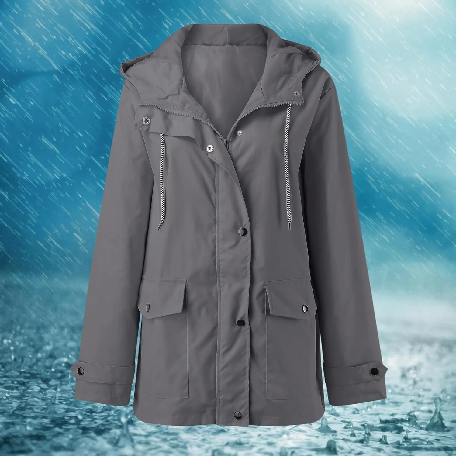 cooki Womens Winter Coats 2023 Rain Jacket Women Lightweight Raincoat Waterproof Climbing Outdoor Hooded Trench Coats