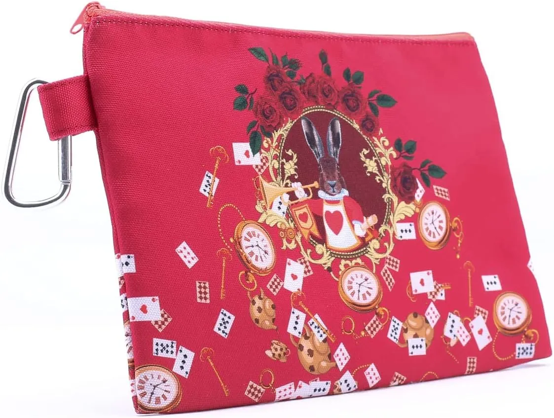 CowCow Cosmetic Organizer Alice Rabbit Red Canvas Cosmetic Bag