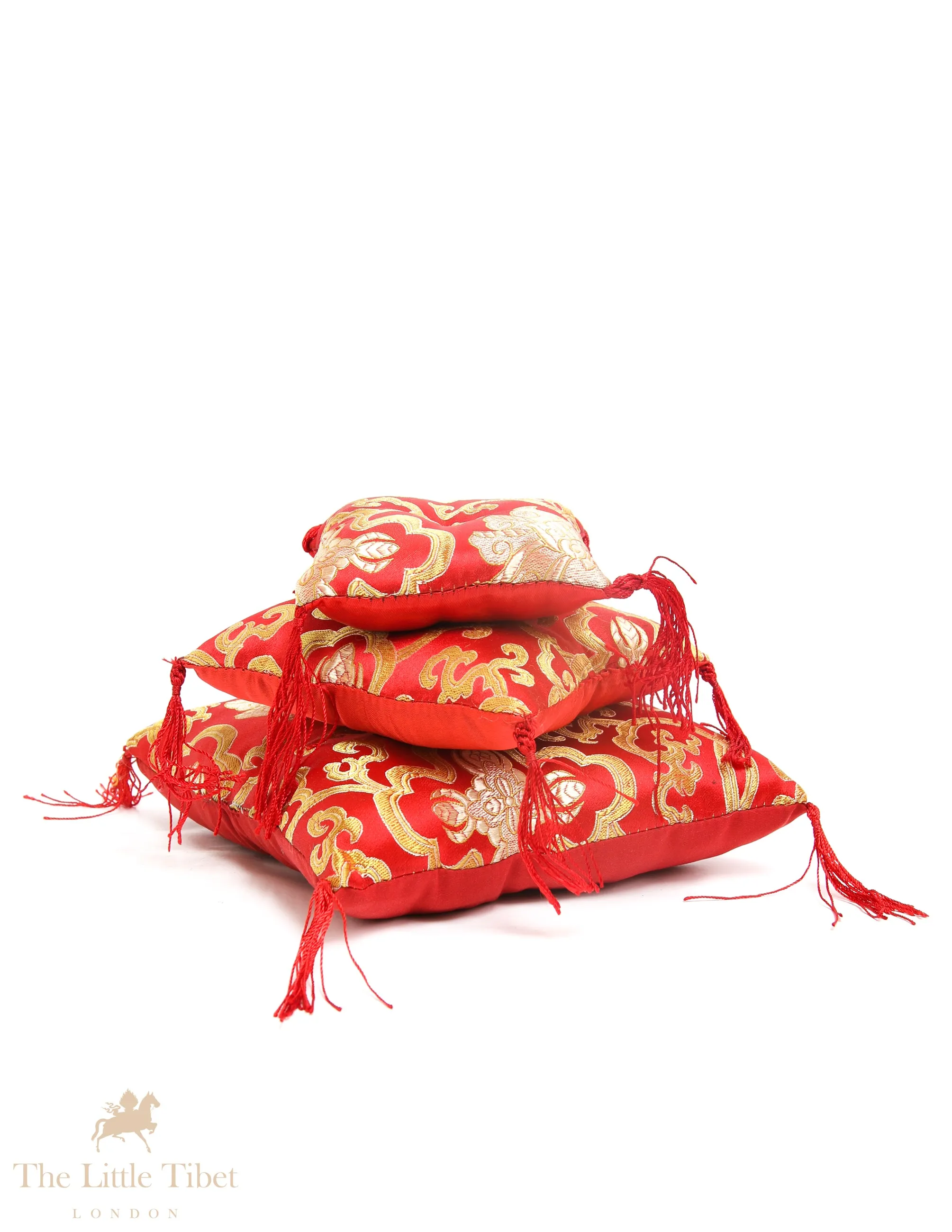 Crimson Harmony: Singing Bowl Cushion - Puffy Pillow Cushion Red