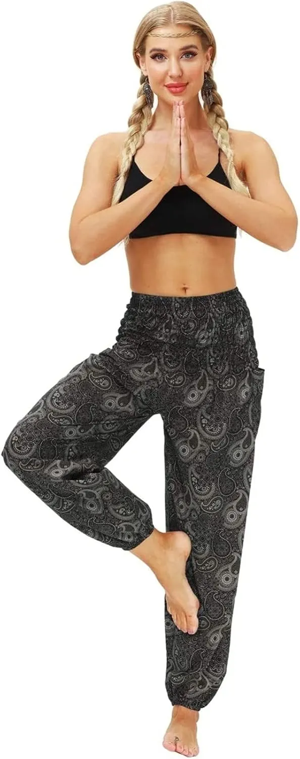 CRMY Women's Pant Long Harem Pants Slip-on Pants Beach Pants Summer Pants Flower Leisure Pants