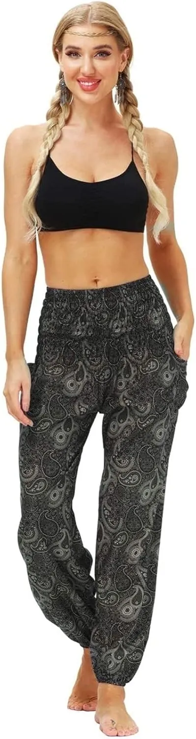 CRMY Women's Pant Long Harem Pants Slip-on Pants Beach Pants Summer Pants Flower Leisure Pants