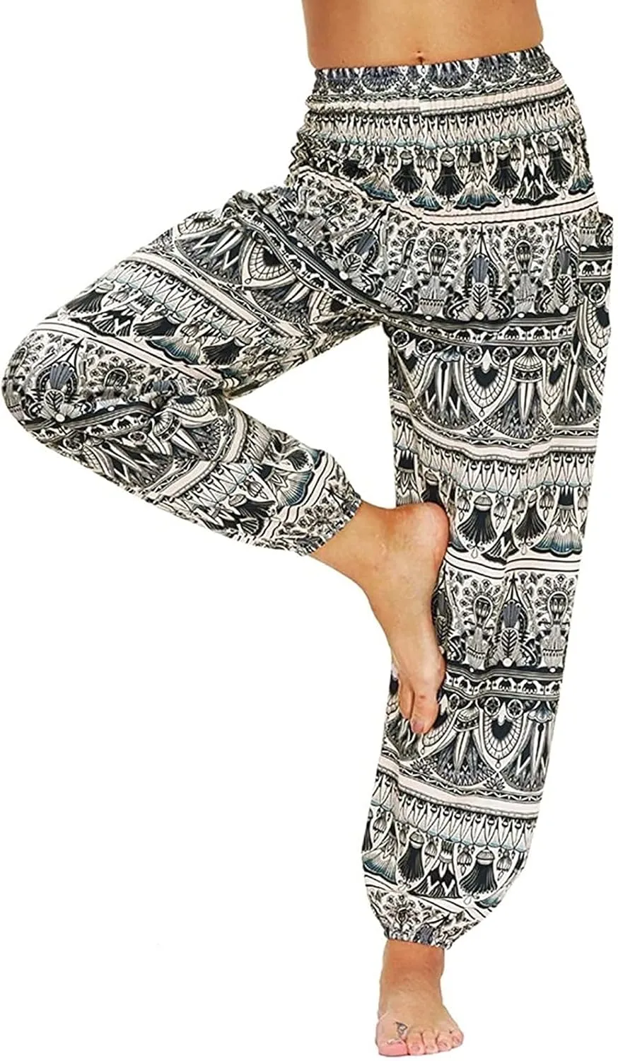 CRMY Women's Pant Long Harem Pants Slip-on Pants Beach Pants Summer Pants Flower Leisure Pants