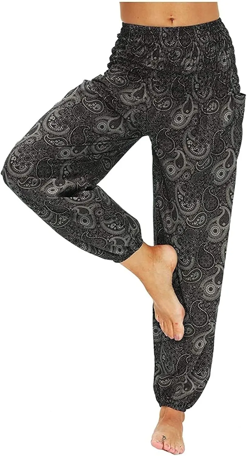CRMY Women's Pant Long Harem Pants Slip-on Pants Beach Pants Summer Pants Flower Leisure Pants