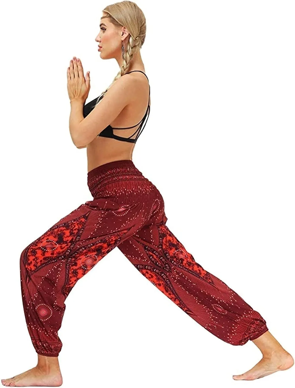 CRMY Women's Pant Long Harem Pants Slip-on Pants Beach Pants Summer Pants Flower Leisure Pants