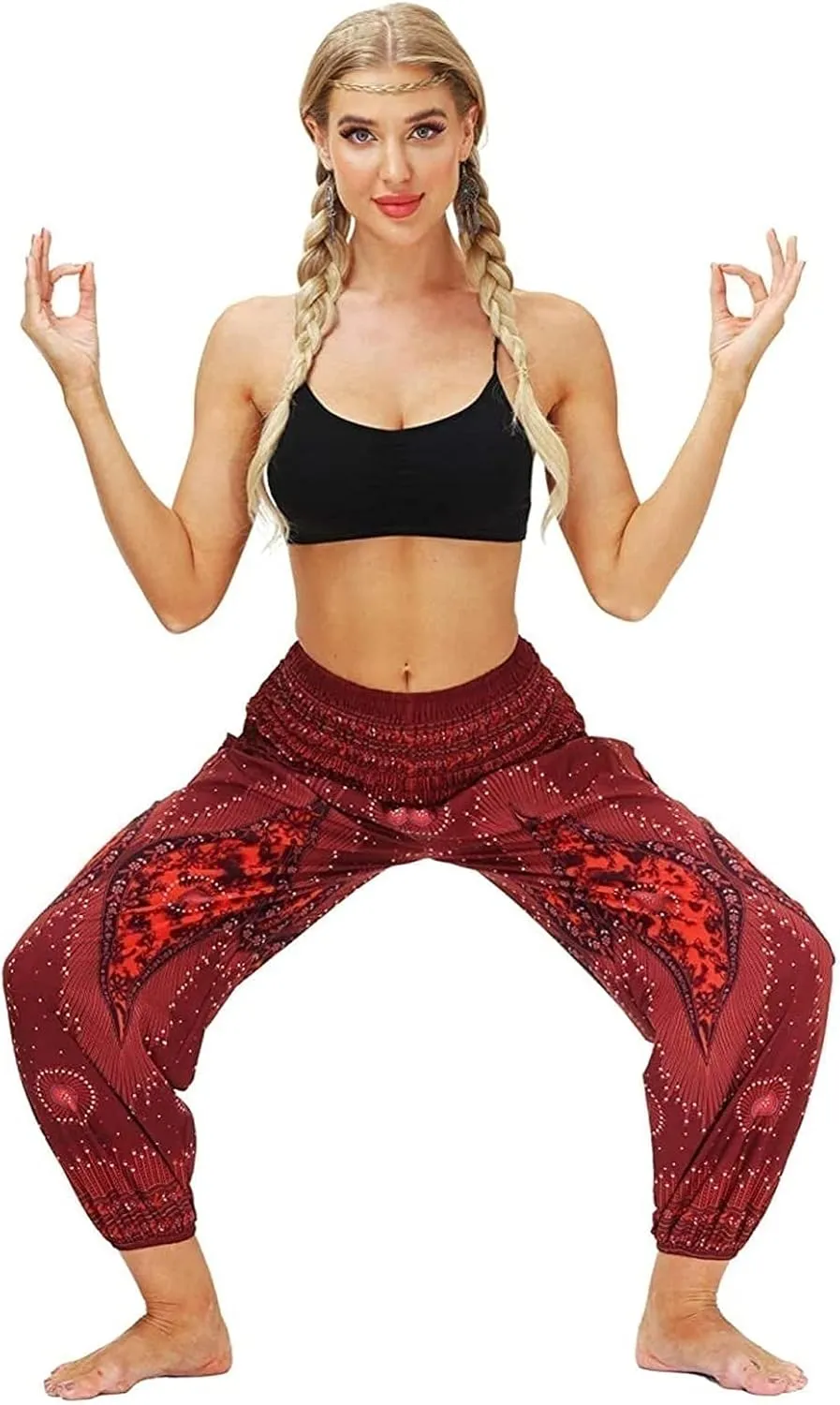 CRMY Women's Pant Long Harem Pants Slip-on Pants Beach Pants Summer Pants Flower Leisure Pants
