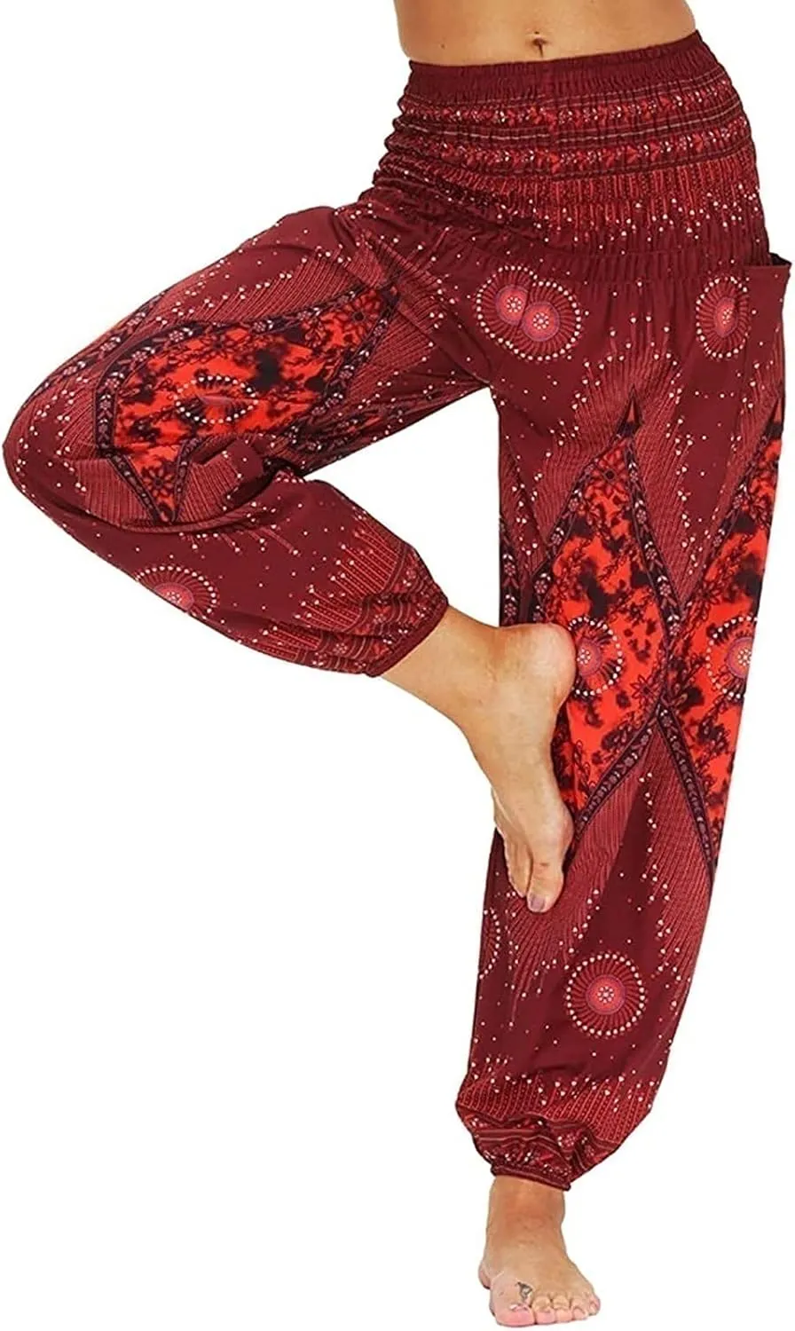 CRMY Women's Pant Long Harem Pants Slip-on Pants Beach Pants Summer Pants Flower Leisure Pants