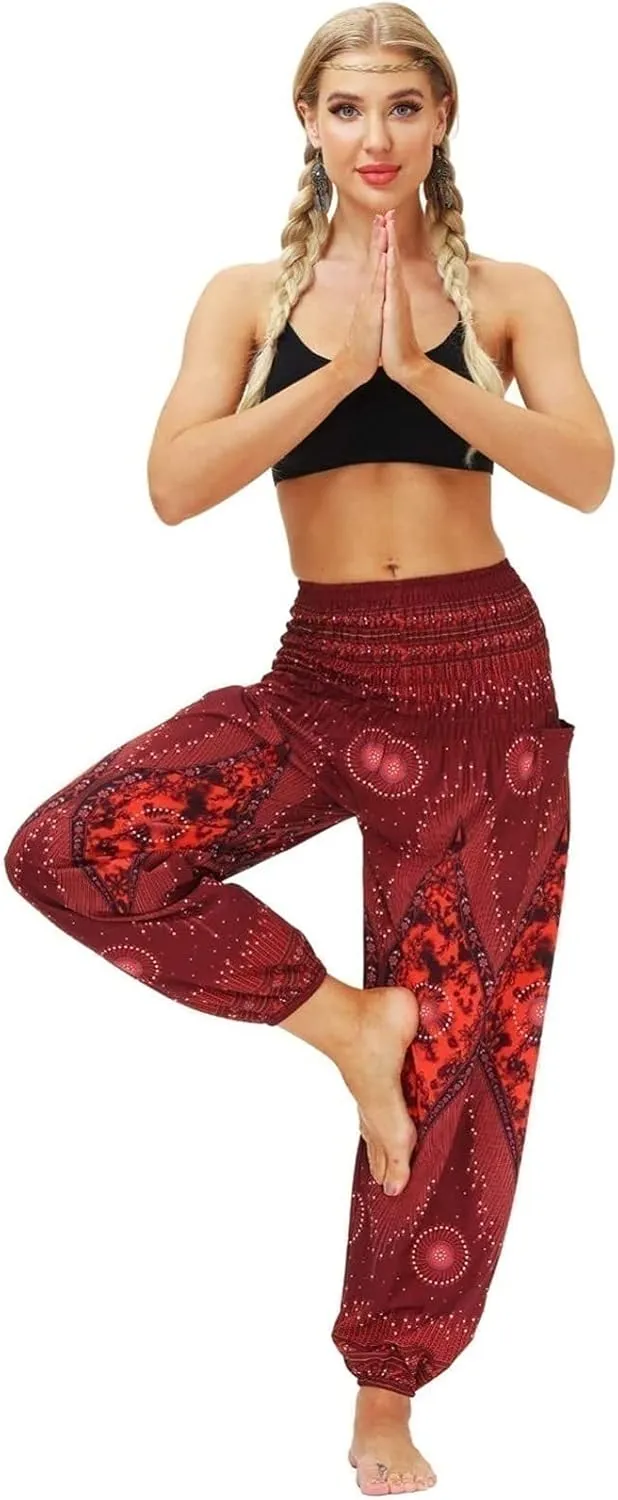 CRMY Women's Pant Long Harem Pants Slip-on Pants Beach Pants Summer Pants Flower Leisure Pants
