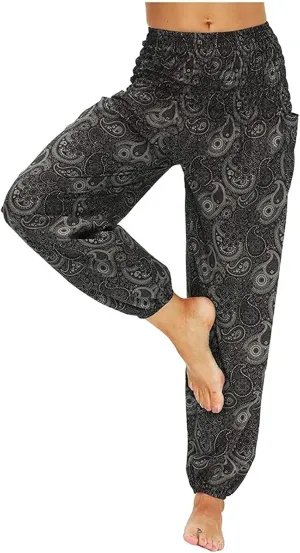 CRMY Women's Pant Long Harem Pants Slip-on Pants Beach Pants Summer Pants Flower Leisure Pants