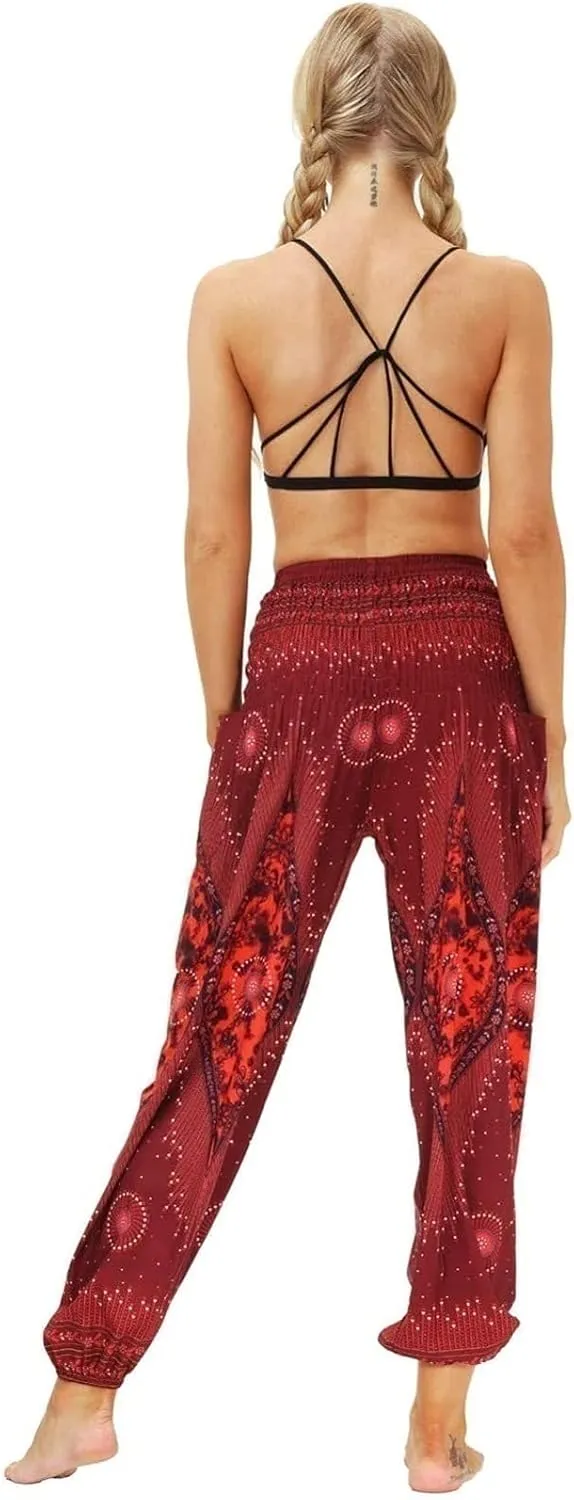 CRMY Women's Pant Long Harem Pants Slip-on Pants Beach Pants Summer Pants Flower Leisure Pants