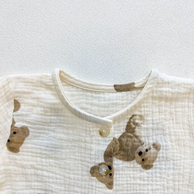 Cute Bear Print Girls' Set
