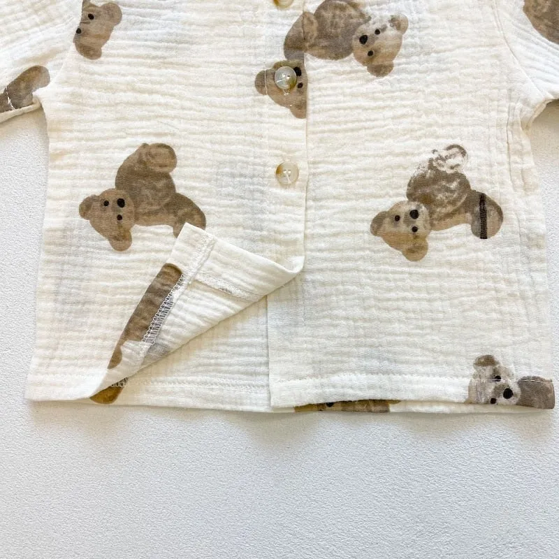 Cute Bear Print Girls' Set