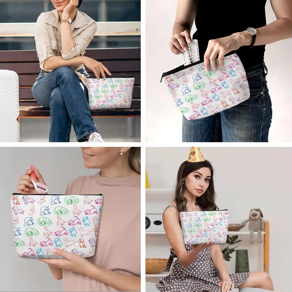 Dachshund Gifts, Cute Dog Mom Gifts for Women Inspirational Funny Colorful Dachshund Makeup Bag Cosmetic Bag Dachshund Gifts for Women Friends Bestie Pet Dog Owner Her Birthday Christmas Graduation