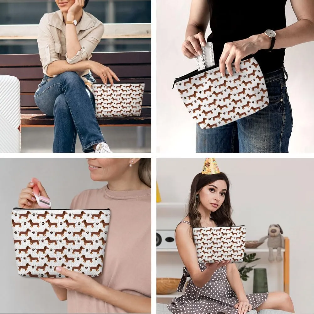 Dachshund Gifts, Cute Dog Mom Gifts for Women Inspirational Funny Dachshund Makeup Bag Cosmetic Bag Dachshund Gifts for Women Girls Bestie Pet Dog Owner Her Birthday Christmas Graduation