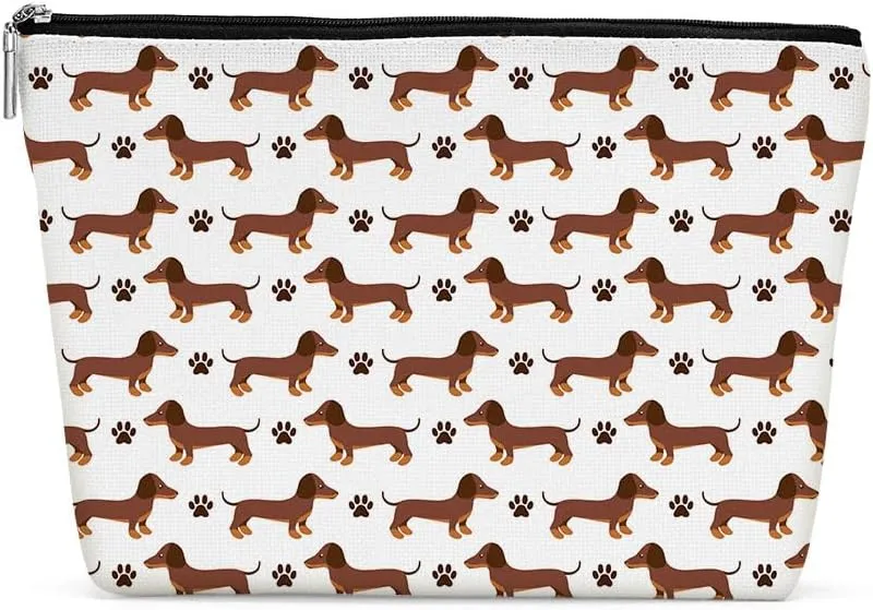 Dachshund Gifts, Cute Dog Mom Gifts for Women Inspirational Funny Dachshund Makeup Bag Cosmetic Bag Dachshund Gifts for Women Girls Bestie Pet Dog Owner Her Birthday Christmas Graduation