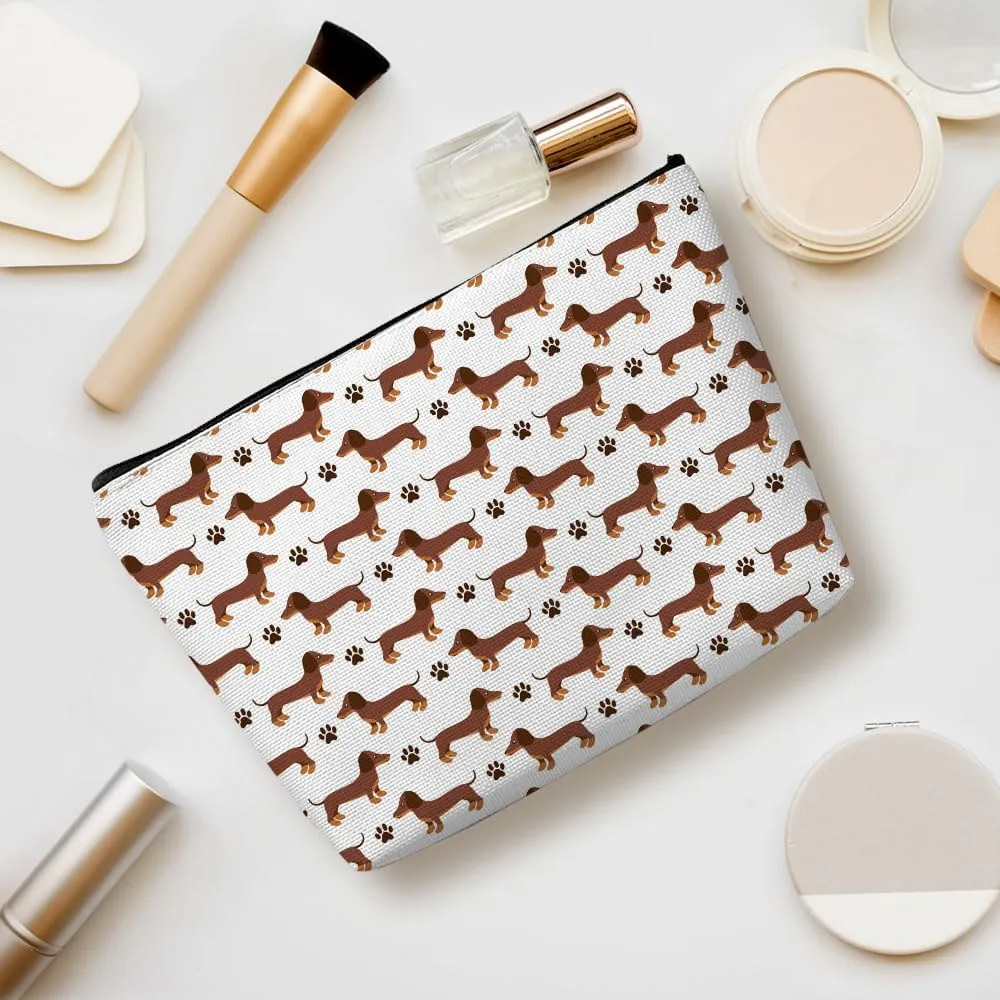 Dachshund Gifts, Cute Dog Mom Gifts for Women Inspirational Funny Dachshund Makeup Bag Cosmetic Bag Dachshund Gifts for Women Girls Bestie Pet Dog Owner Her Birthday Christmas Graduation