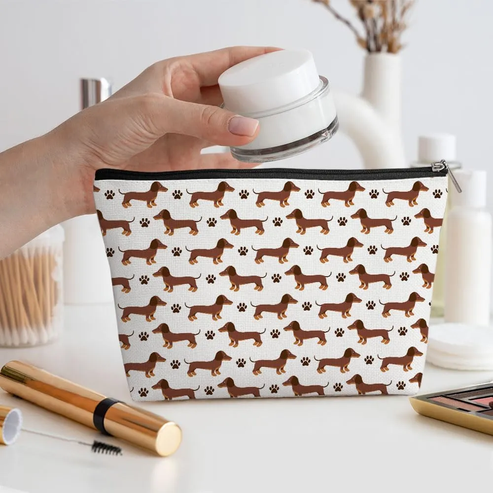 Dachshund Gifts, Cute Dog Mom Gifts for Women Inspirational Funny Dachshund Makeup Bag Cosmetic Bag Dachshund Gifts for Women Girls Bestie Pet Dog Owner Her Birthday Christmas Graduation