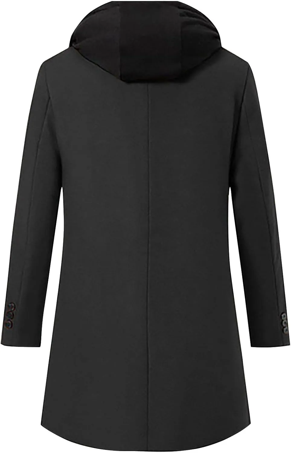 Dgoopd Hooded Trench Coat Men Wool Blend Coat Zip up Pea Coat Open Front Cardigan Casual Winter Coat Long Hoodie with Pockets