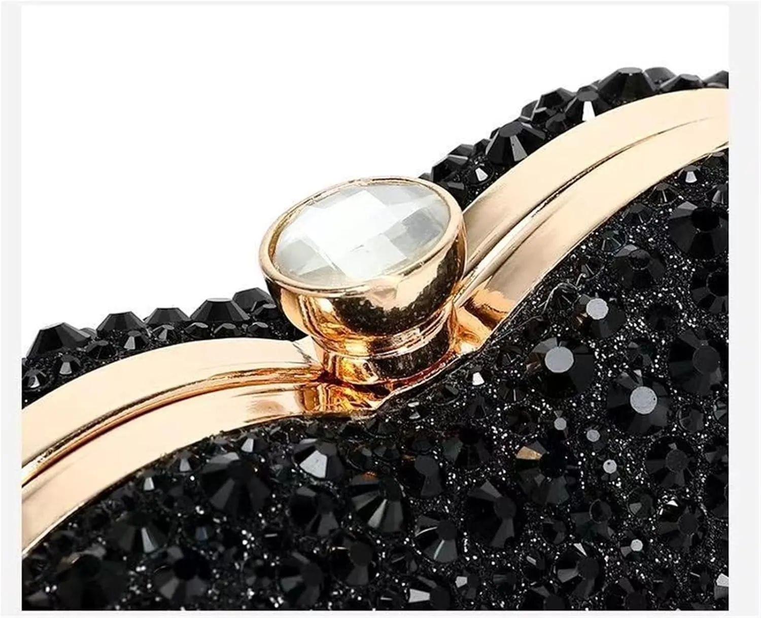 Diamond Inlay Heart Shape Crystal Clutch Purse Stones Evening Wedding Party Shoulder Bag