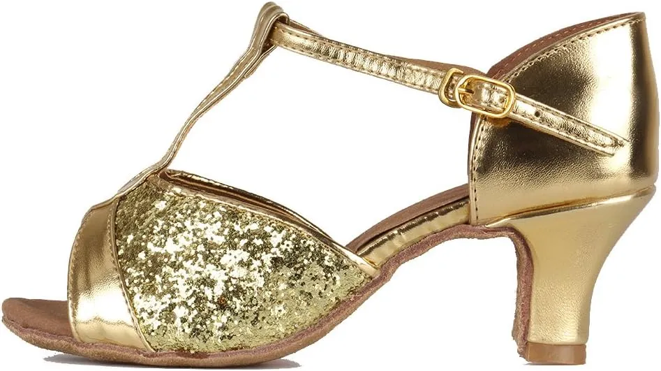 DKZSYIM Glitter Women Latin Dance Shoes Ballroom Salsa Tango Practice Performence Party Dancing Shoes,Model NU259