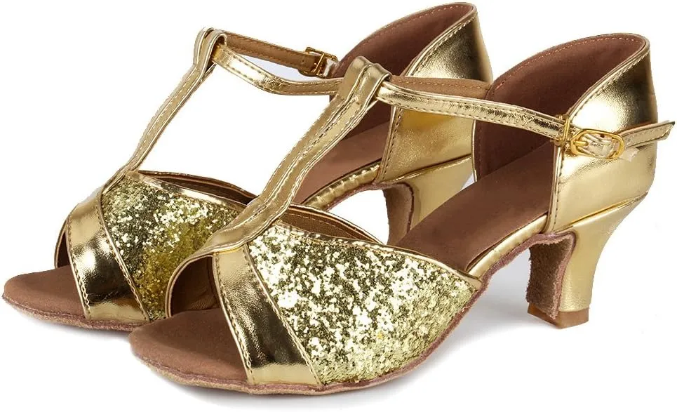 DKZSYIM Glitter Women Latin Dance Shoes Ballroom Salsa Tango Practice Performence Party Dancing Shoes,Model NU259