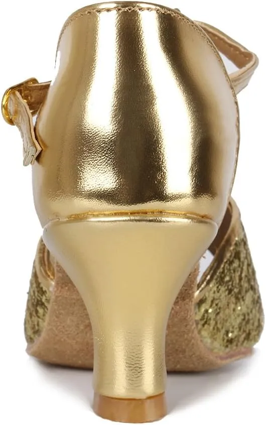 DKZSYIM Glitter Women Latin Dance Shoes Ballroom Salsa Tango Practice Performence Party Dancing Shoes,Model NU259