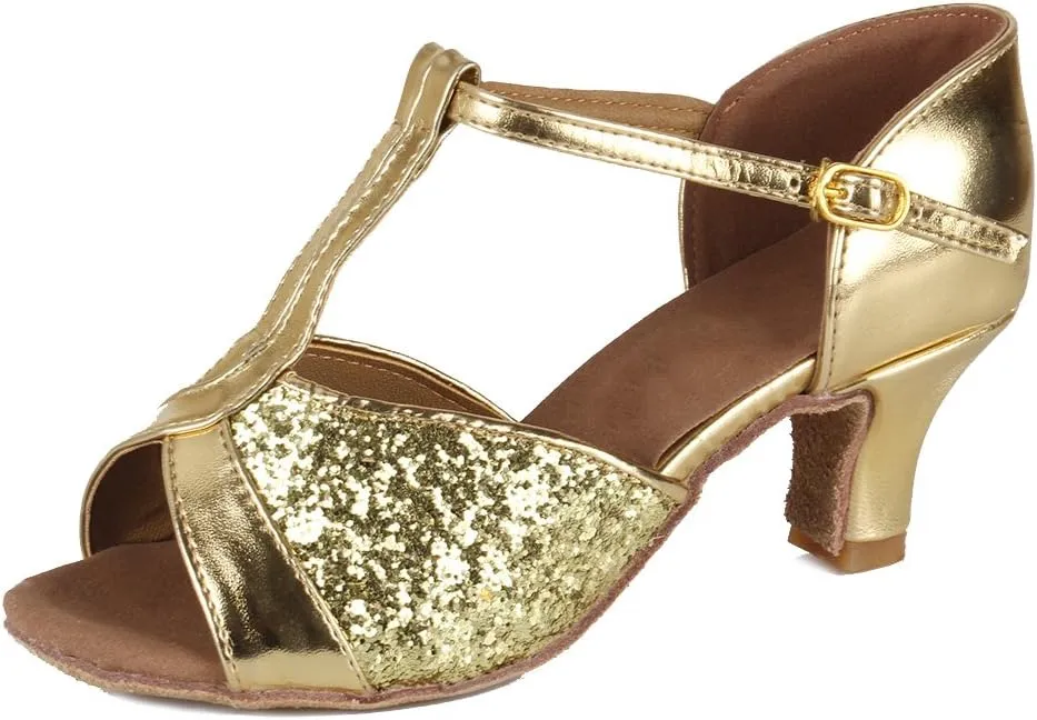 DKZSYIM Glitter Women Latin Dance Shoes Ballroom Salsa Tango Practice Performence Party Dancing Shoes,Model NU259