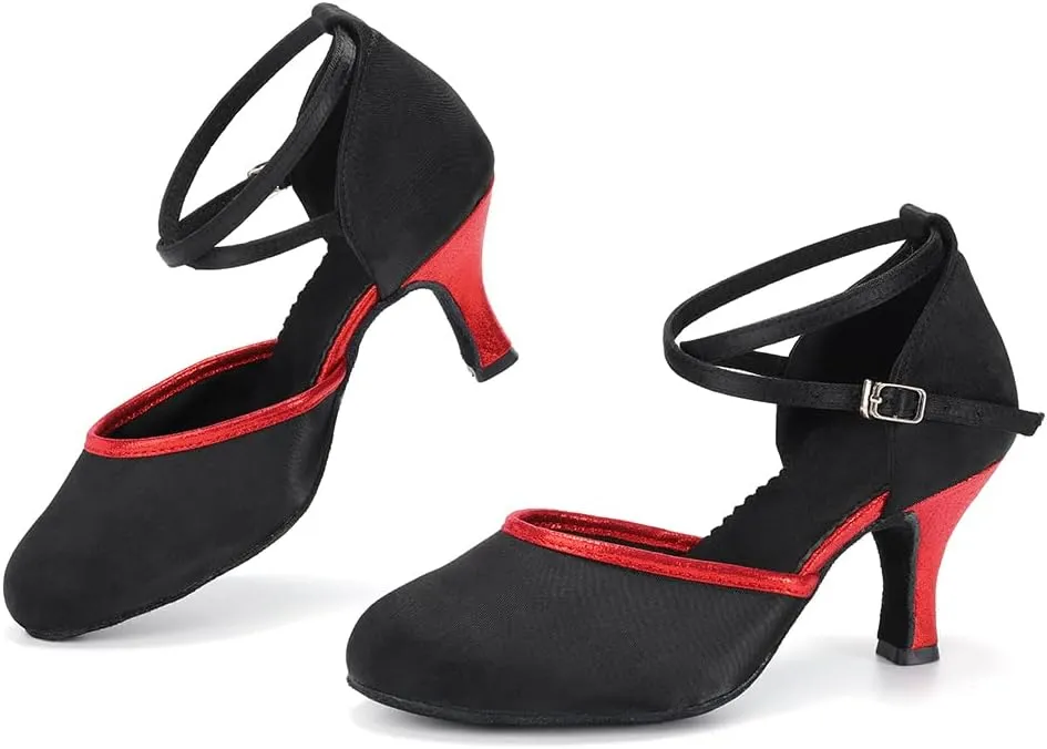DKZSYIM Glitter Women Latin Dance Shoes Closed Toe Ballroom Tango Practice Performence Dancing Shoes,Model WX-MD