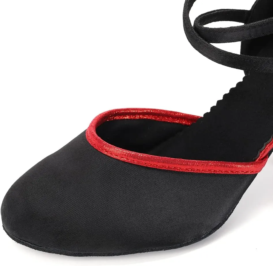 DKZSYIM Glitter Women Latin Dance Shoes Closed Toe Ballroom Tango Practice Performence Dancing Shoes,Model WX-MD