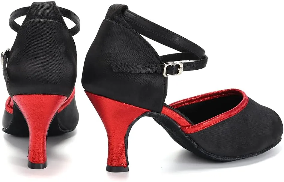 DKZSYIM Glitter Women Latin Dance Shoes Closed Toe Ballroom Tango Practice Performence Dancing Shoes,Model WX-MD