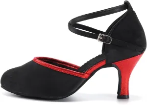 DKZSYIM Glitter Women Latin Dance Shoes Closed Toe Ballroom Tango Practice Performence Dancing Shoes,Model WX-MD