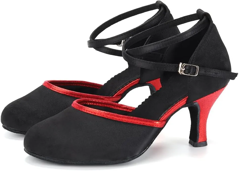 DKZSYIM Glitter Women Latin Dance Shoes Closed Toe Ballroom Tango Practice Performence Dancing Shoes,Model WX-MD
