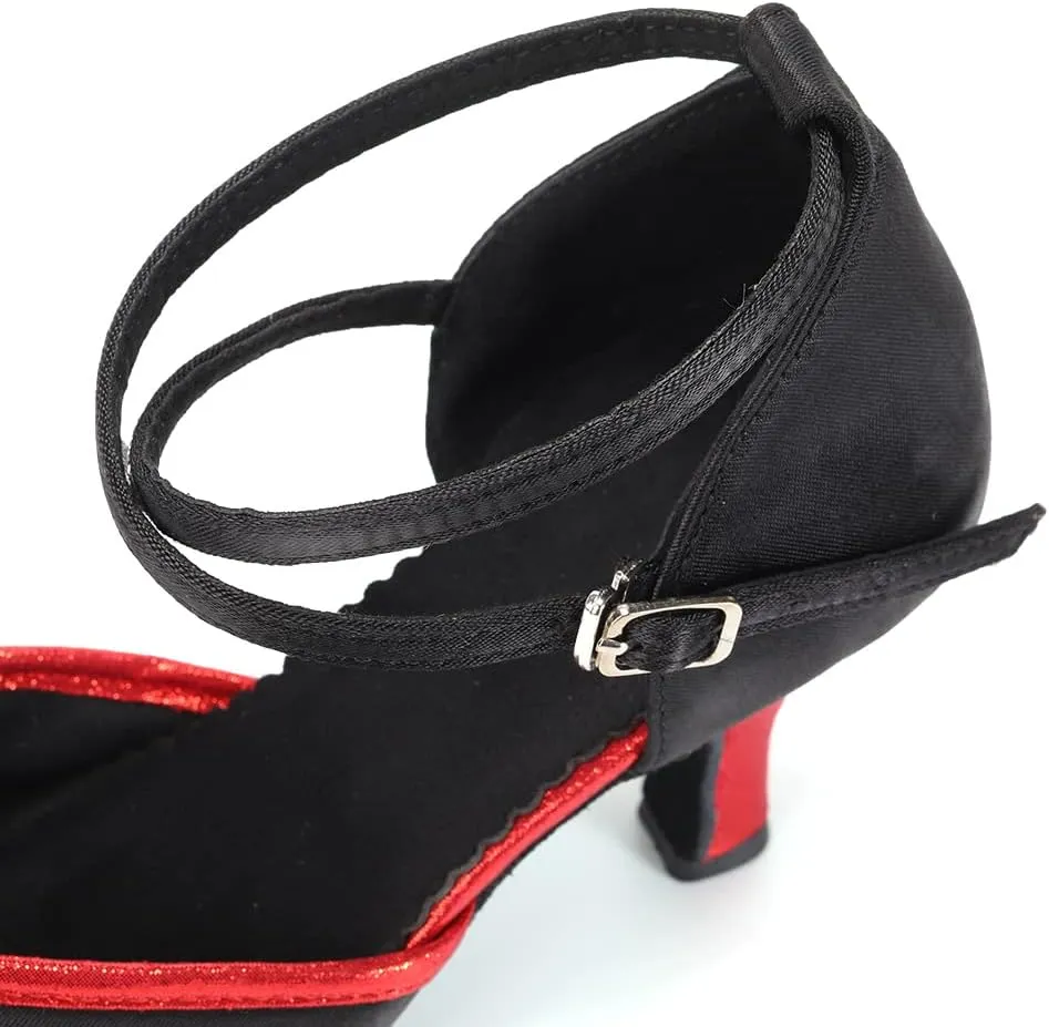 DKZSYIM Glitter Women Latin Dance Shoes Closed Toe Ballroom Tango Practice Performence Dancing Shoes,Model WX-MD