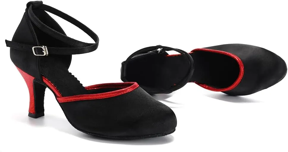 DKZSYIM Glitter Women Latin Dance Shoes Closed Toe Ballroom Tango Practice Performence Dancing Shoes,Model WX-MD