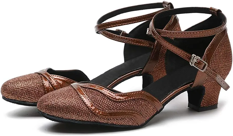 DKZSYIM Women's Latin Dance Shoes Ballroom Performance Sequin Wedding Dance Shoes,Model YCL135