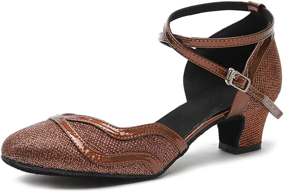 DKZSYIM Women's Latin Dance Shoes Ballroom Performance Sequin Wedding Dance Shoes,Model YCL135