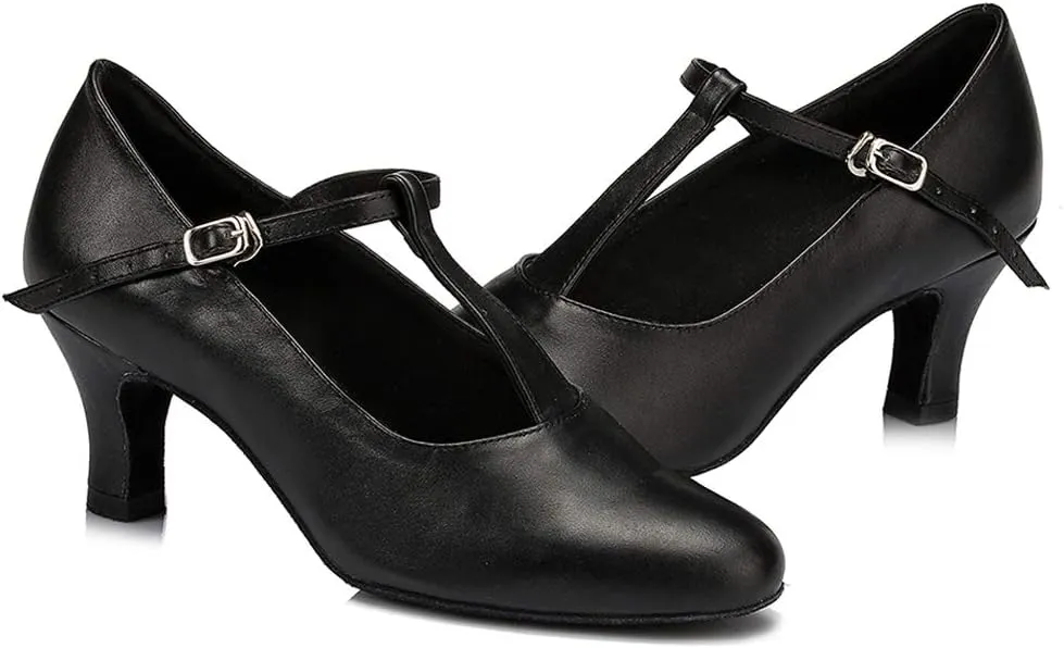 DKZSYIM Women's Leather Latin Dance Shoes Ballroom Salsa Tango Performance Dancing Shoes,Model QJW1019