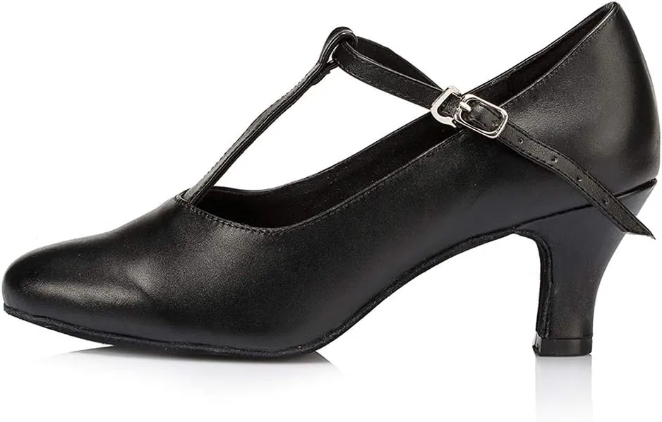 DKZSYIM Women's Leather Latin Dance Shoes Ballroom Salsa Tango Performance Dancing Shoes,Model QJW1019
