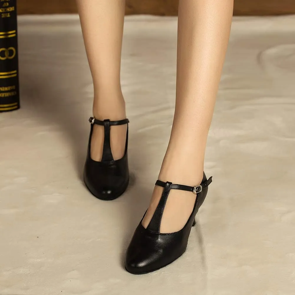 DKZSYIM Women's Leather Latin Dance Shoes Ballroom Salsa Tango Performance Dancing Shoes,Model QJW1019
