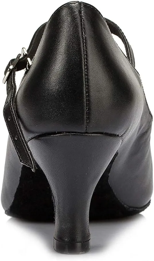 DKZSYIM Women's Leather Latin Dance Shoes Ballroom Salsa Tango Performance Dancing Shoes,Model QJW1019