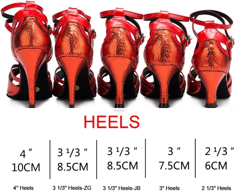DKZSYIM Women's Leather Latin Dance Shoes Ballroom Salsa Tango Performance Dancing Shoes,Model QJW1019