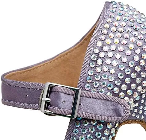 DKZSYIM Women's Rhinestone Ballroom Dance Shoes Latin Salsa Performance Dance Shoes,Model YCL126