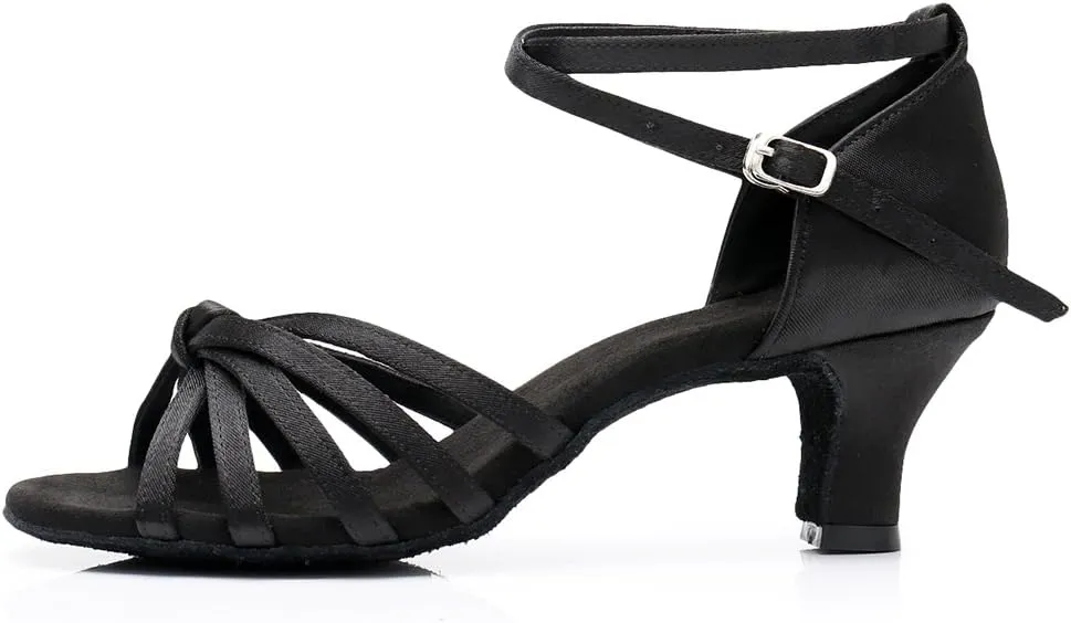 DKZSYIM Women's Satin Latin Dance Shoes Ballroom Performance Shoes Model WH1213/1217