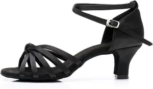 DKZSYIM Women's Satin Latin Dance Shoes Ballroom Performance Shoes Model WH1213/1217